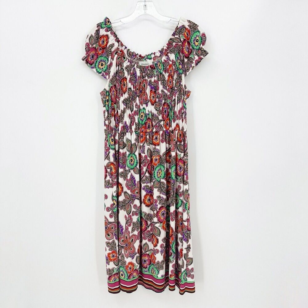 Dressbarn Womens Dress 10 Floral Peasant Summer Casual Resortwear Feminine Vacay